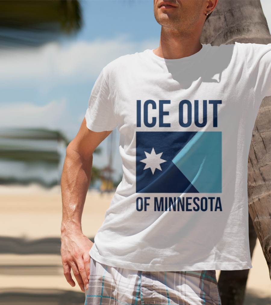 ICE Out Of Minnesota Star Flag T-Shirt