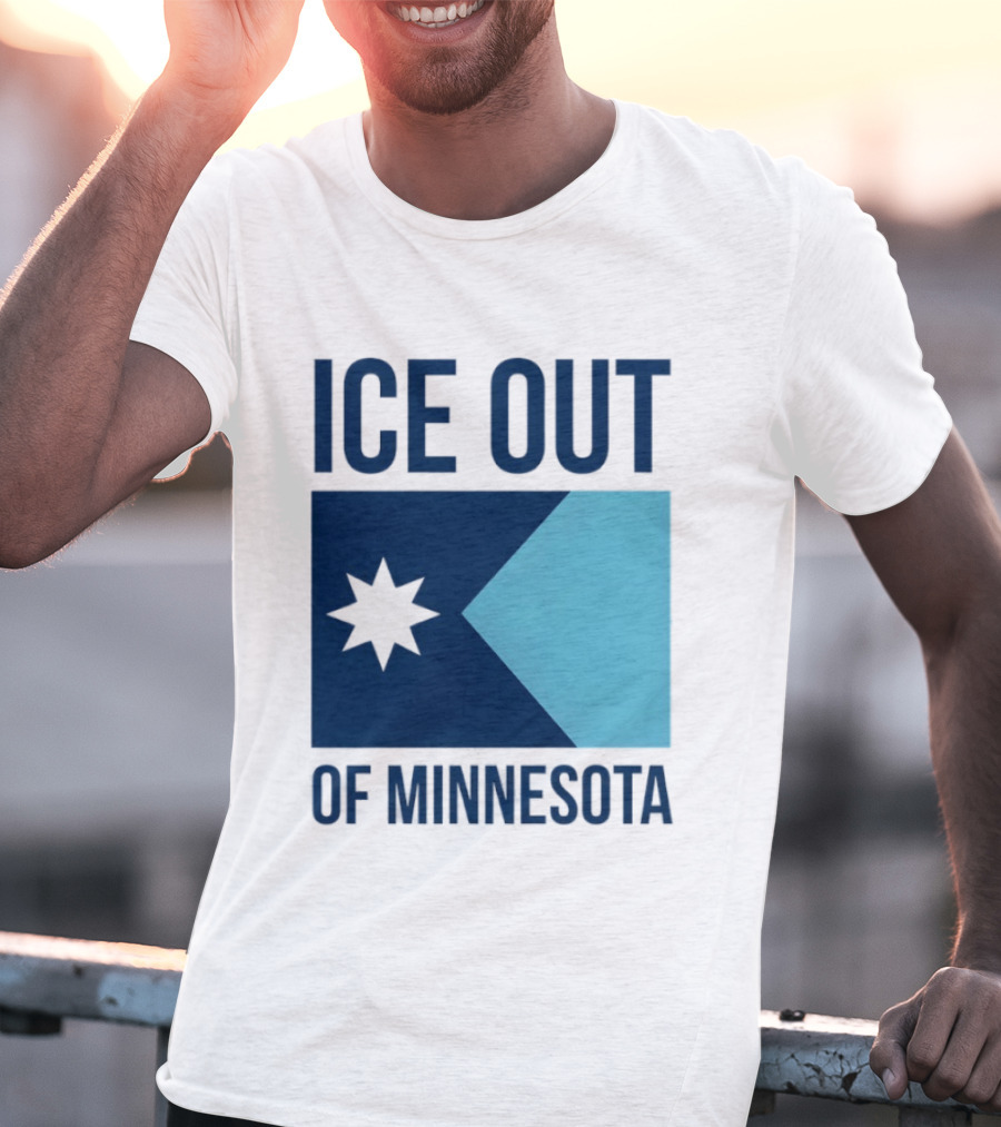 ICE Out Of Minnesota Star Flag T-Shirt