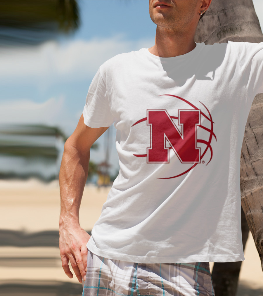 Nebraska Basketball Red N And Ball T-Shirt