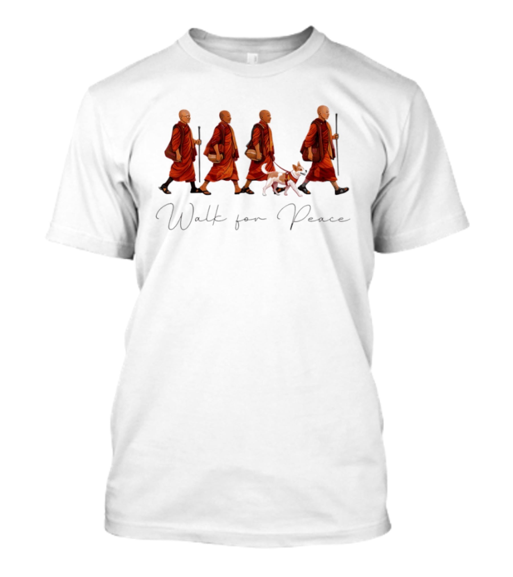 Peaceful Journey With Monks And Aloka Dog Walk For Peace T-Shirt