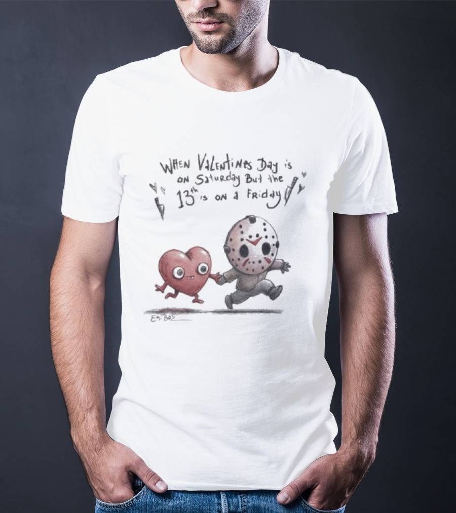 When Valentines Day Is On Saturday And The 13th Is On Friday Cartoon Heart And Masked T-Shirt