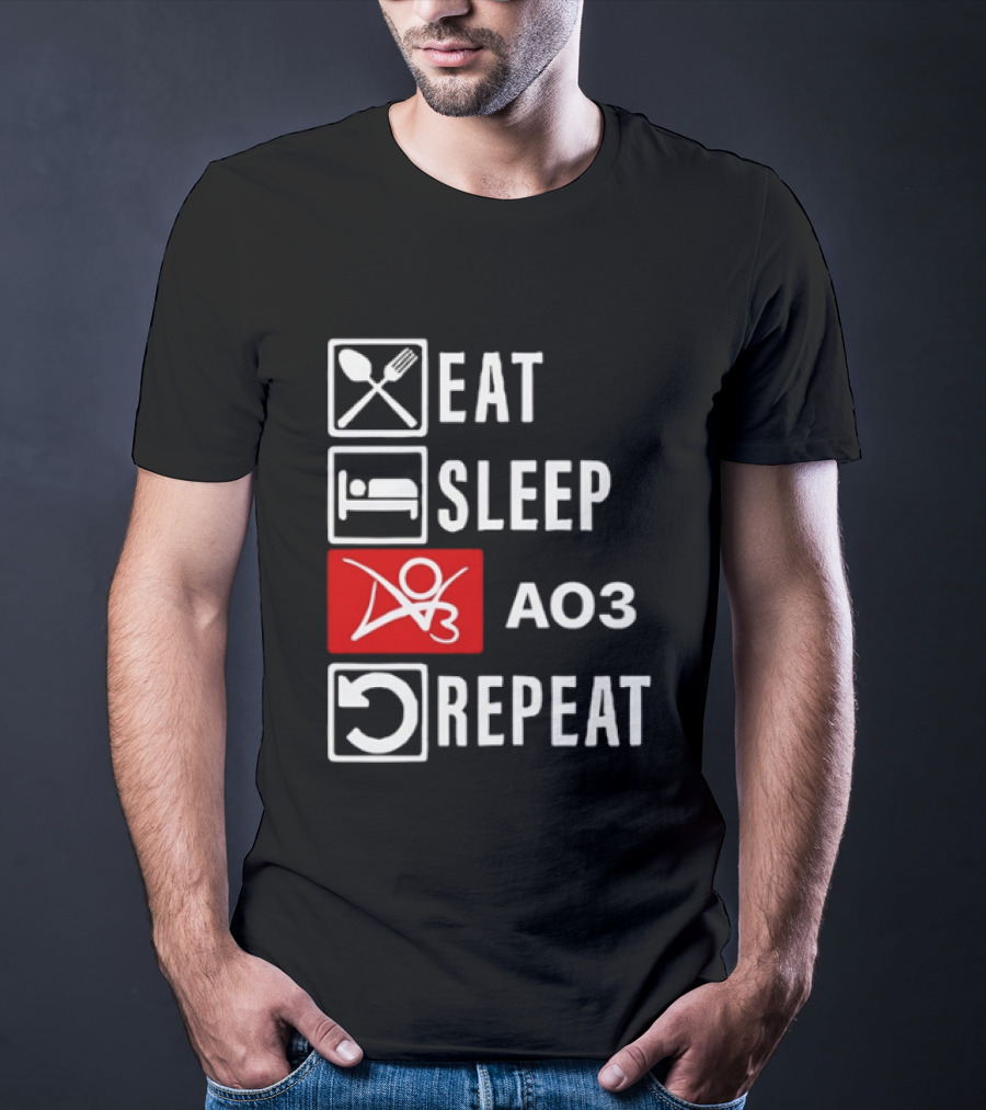 Eat Sleep AO3 Repeat Fanfiction Enthusiast Lifestyle T-Shirt