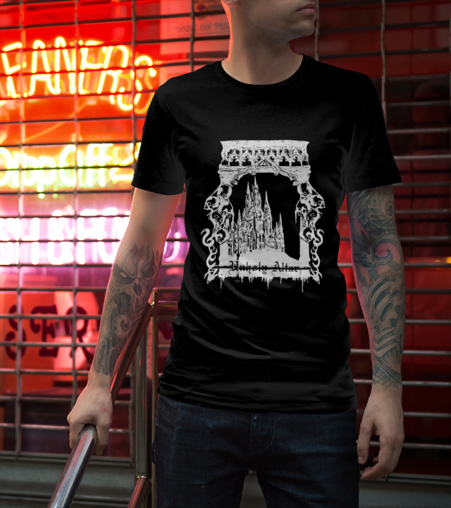 Unholy Altar Castle Gothic Architecture Mysterious Shadows T-Shirt