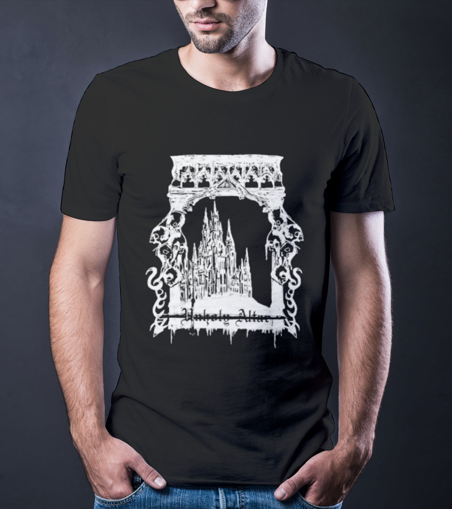 Unholy Altar Castle Gothic Architecture Mysterious Shadows T-Shirt