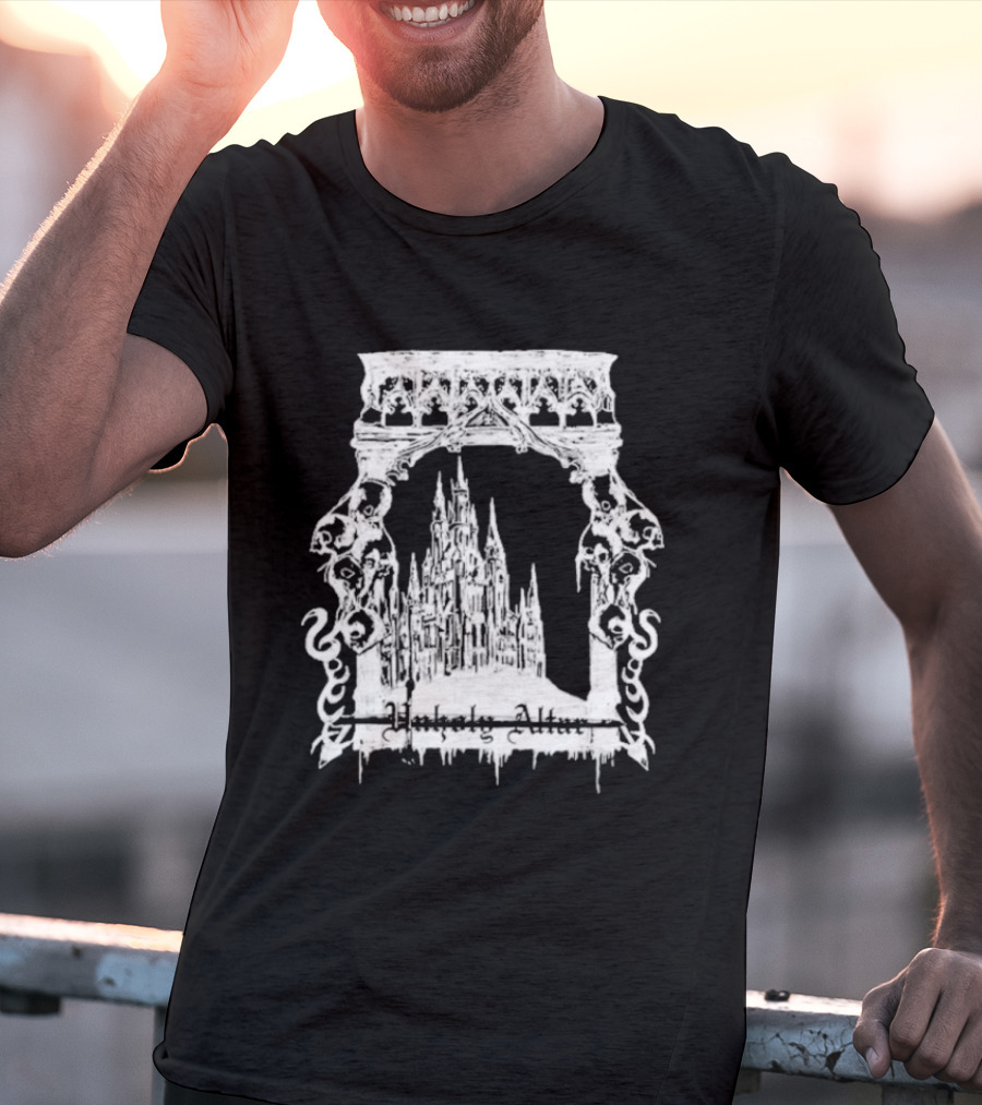 Unholy Altar Castle Gothic Architecture Mysterious Shadows T-Shirt