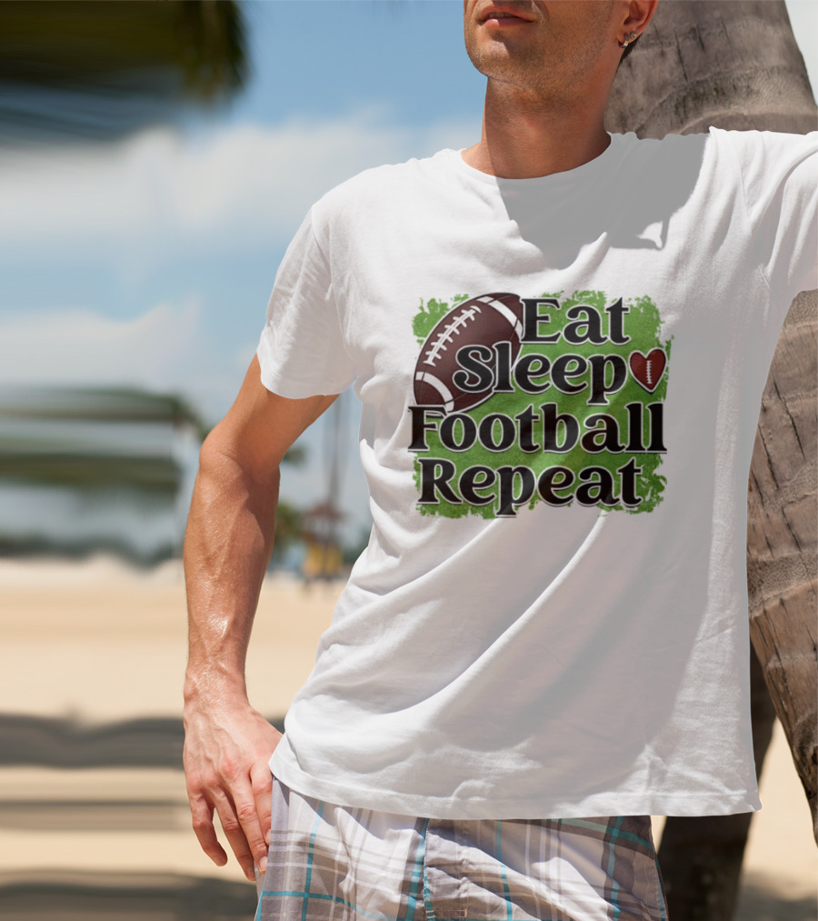 Eat Sleep Football Repeat Heart Football T-Shirt