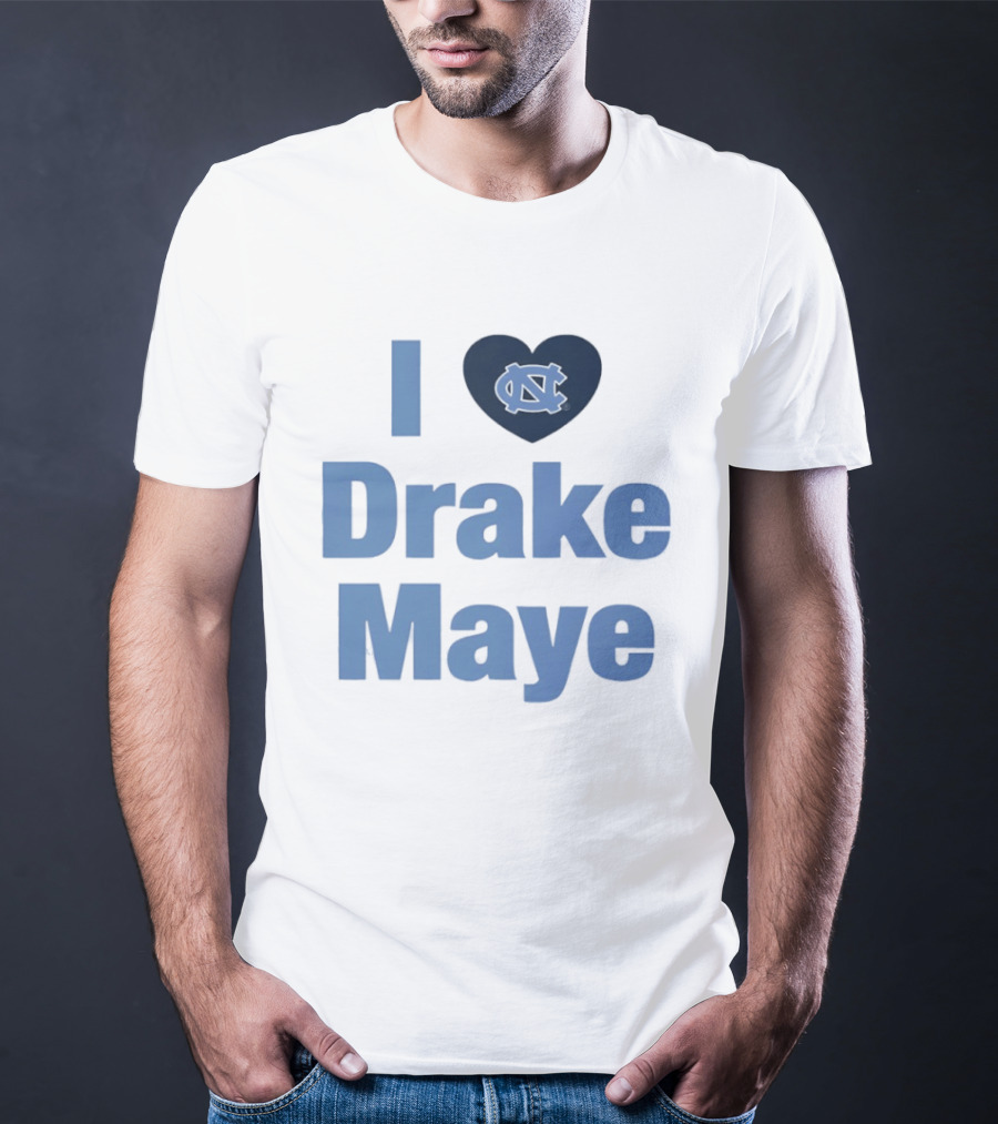 I Love Drake Maye UNC Tar Heels Football Heart T-Shirt
