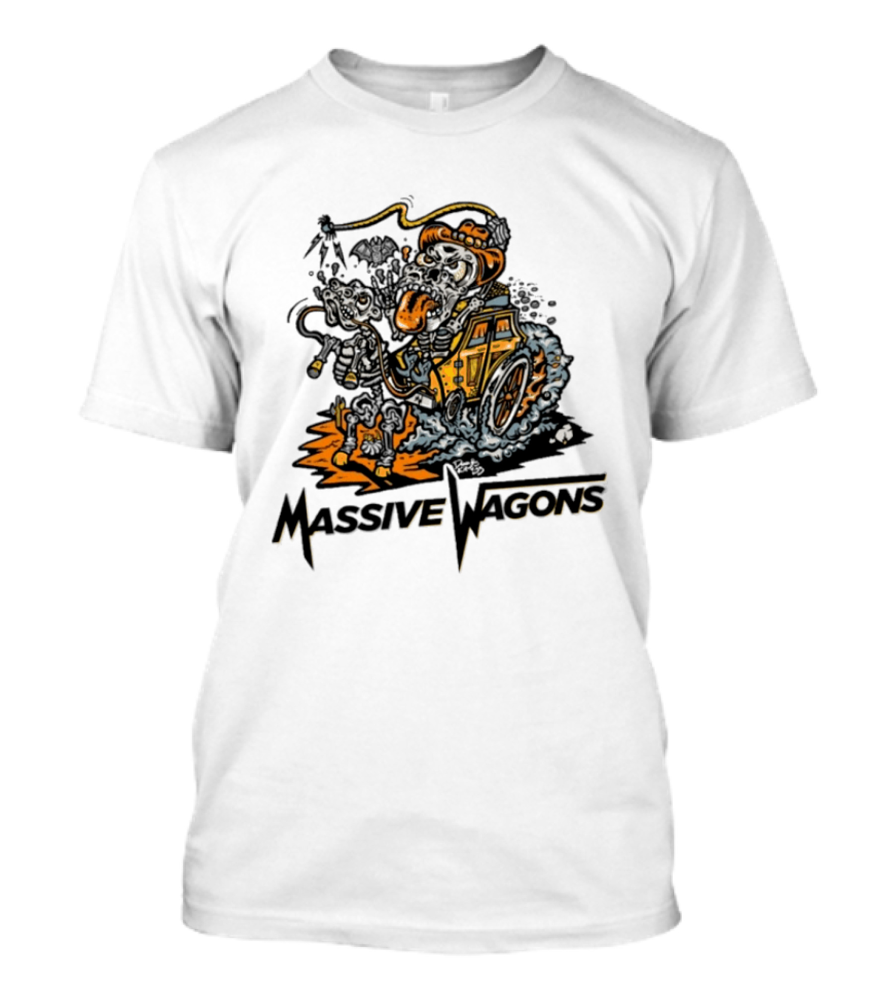 Massive Wagons Skeleton Cowboy In Car T-Shirt