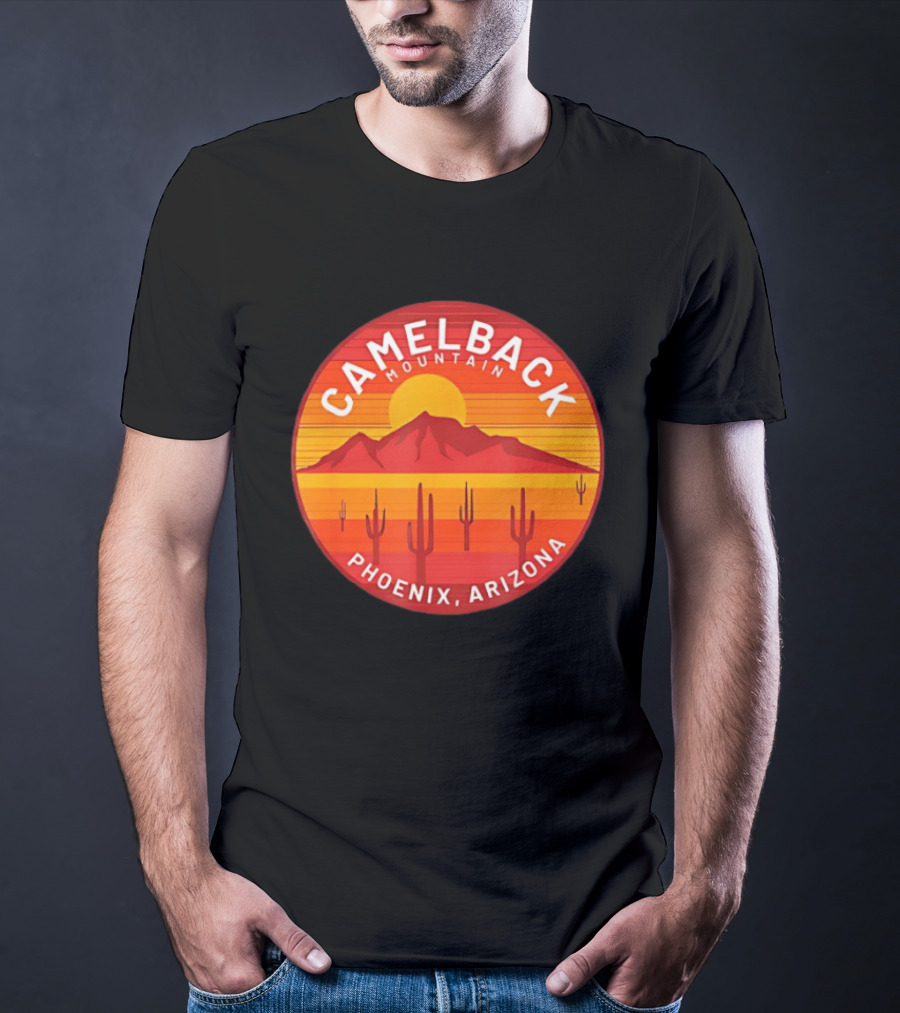 Camelback Mountain Phoenix Arizona Sunset Cactus Desert Hiking T-Shirt