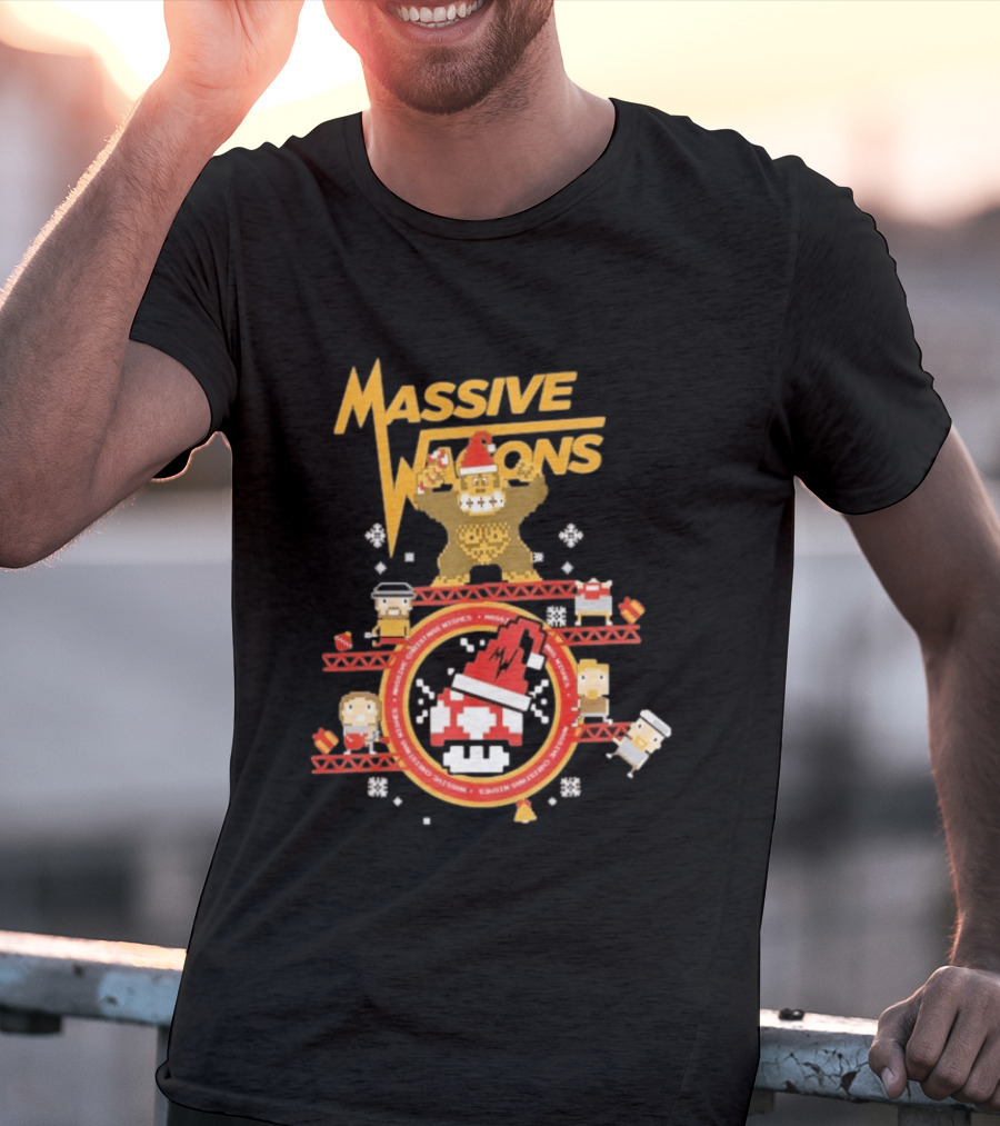 Massive Wagons 8bit Xmas Christmas Festive Donkey Kong T-Shirt