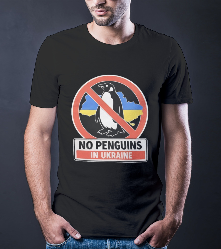No Penguins In Ukraine Map Outline And Sign T-Shirt
