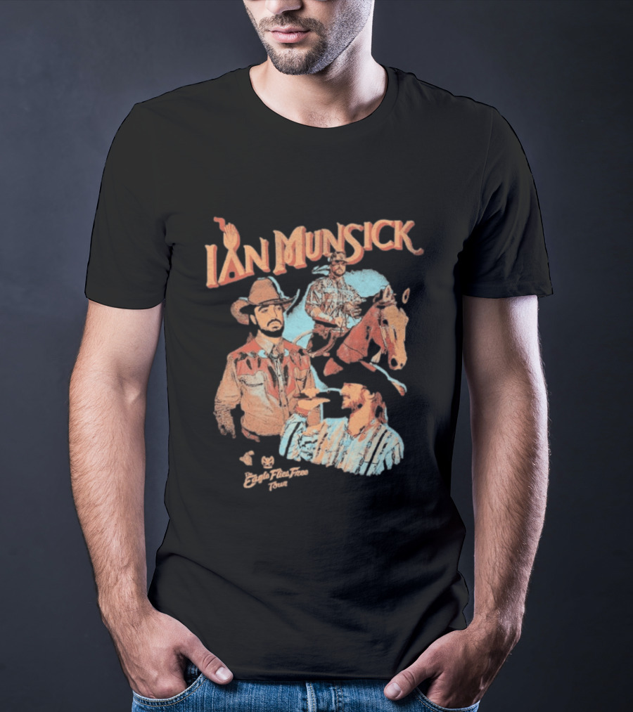 Ian Munsick Eagle Flies Free Tour 2026 Cowboy Photo Collage T-Shirt
