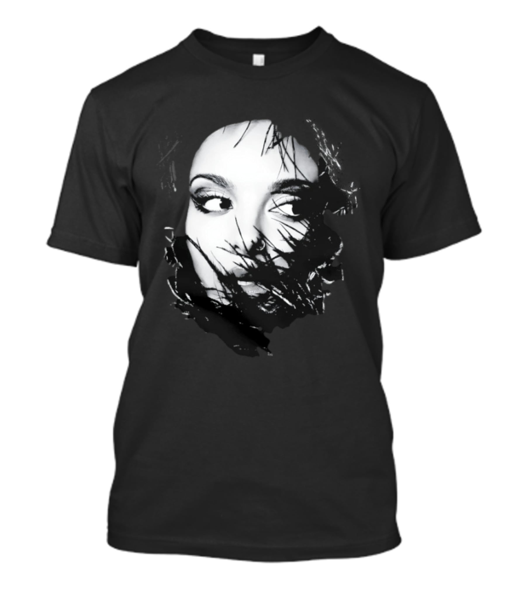 Jade Face Mysterious Gaze Black And White Brushstroke T-Shirt