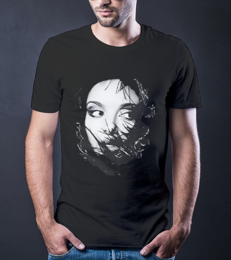 Jade Face Mysterious Gaze Black And White Brushstroke T-Shirt