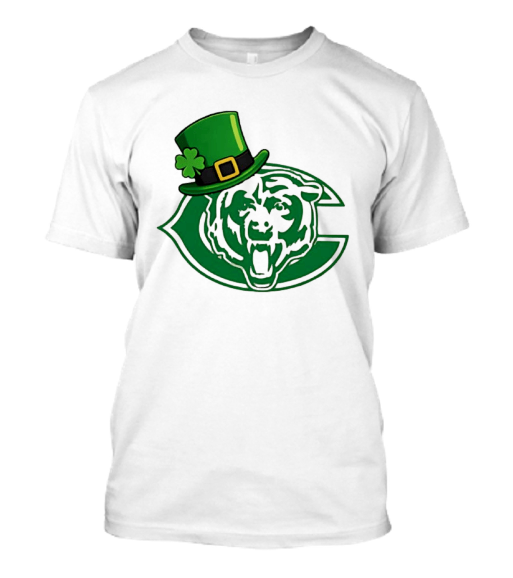 Chicago Bears St Patrick's Day Green Logo With Irish Hat T-Shirt