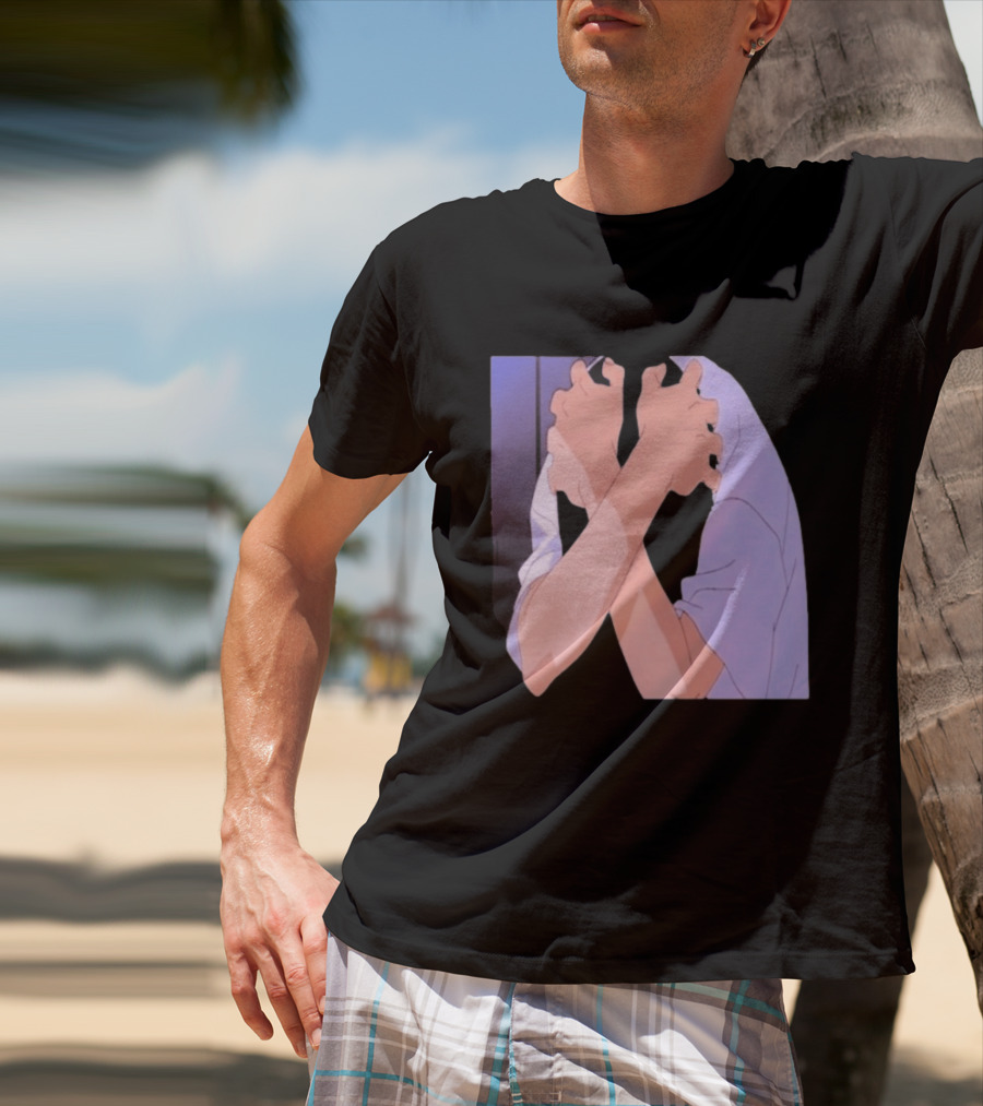 Ikari Shinji Sad Guy Clenched Hands Anime Scene T-Shirt