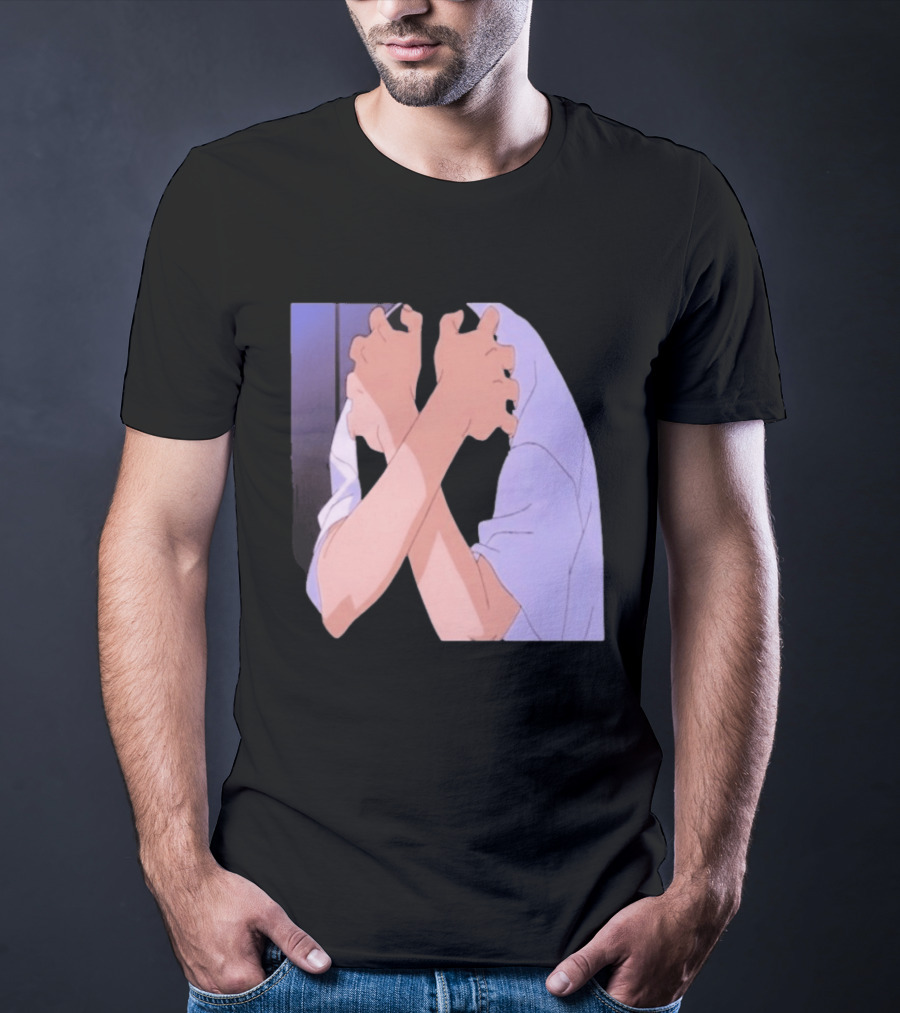 Ikari Shinji Sad Guy Clenched Hands Anime Scene T-Shirt