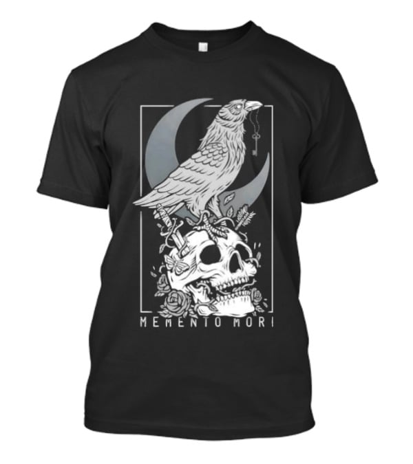 Memento Mori Raven Moon Skull Vintage Aesthetic T-Shirt