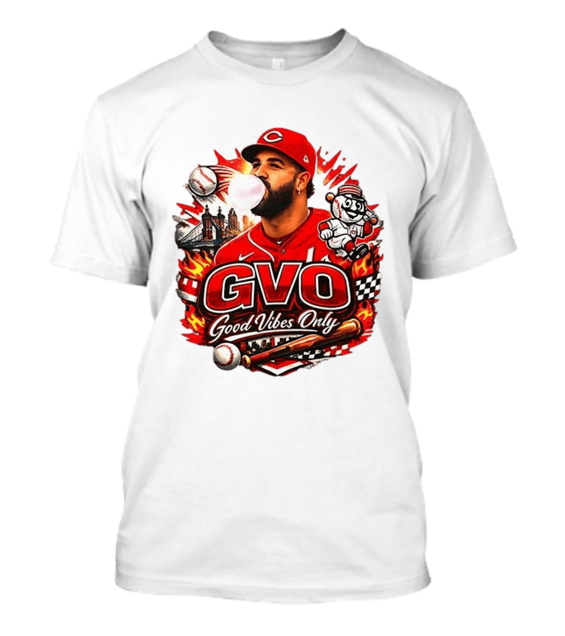 GVO Good Vibes Only Eugenio Suarez Reds Baseball Cincinnati Sports T-Shirt