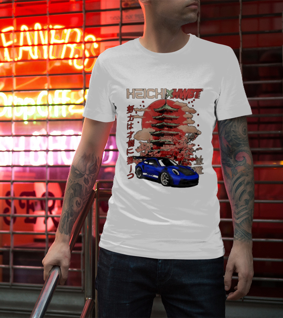 Haichi HWBT 2025 Pagoda Blue Sports Car Red Sun Japanese T-Shirt