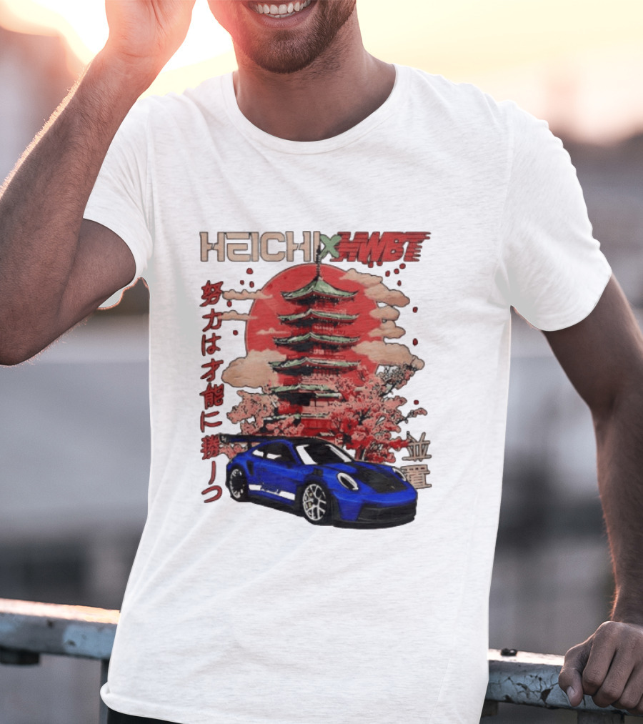 Haichi HWBT 2025 Pagoda Blue Sports Car Red Sun Japanese T-Shirt
