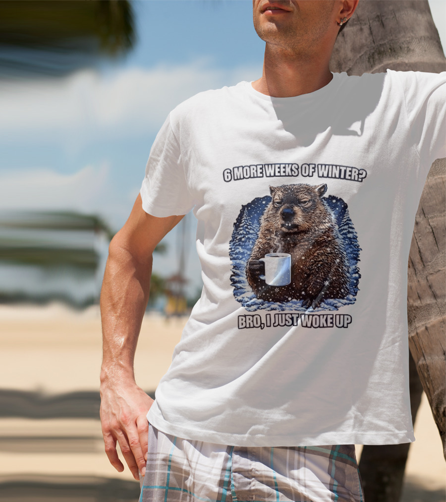 6 More Weeks Of Winter Bro I Just Woke Up Groundhog Meme T-Shirt