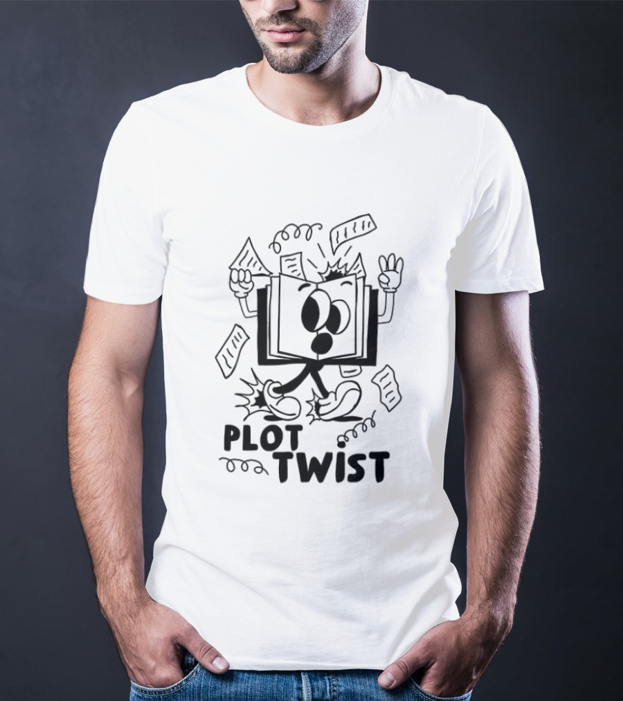 Plot Twist Cartoon Book With Animated Pages And Feet T-Shirt
