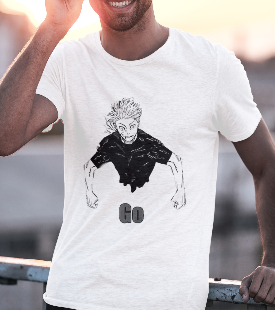 Satoru Gojo Half Body Go Meme Jujutsu Kaisen T-Shirt