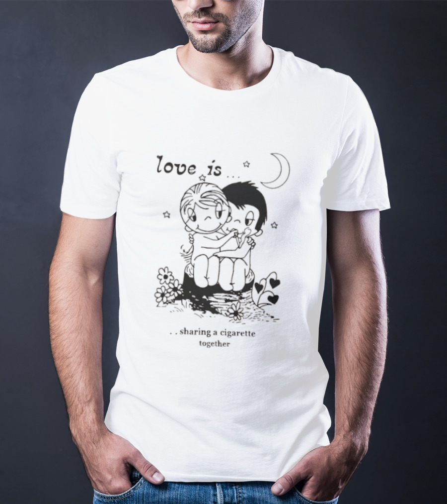 Love Is Sharing A Cigarette Together Moon Stars Kim Grove T-Shirt