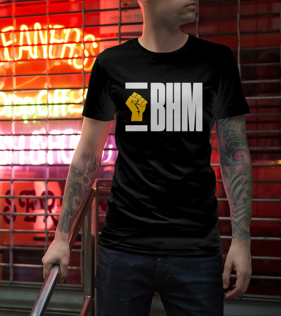 BHM Black History Month Yellow Raised Fist T-Shirt