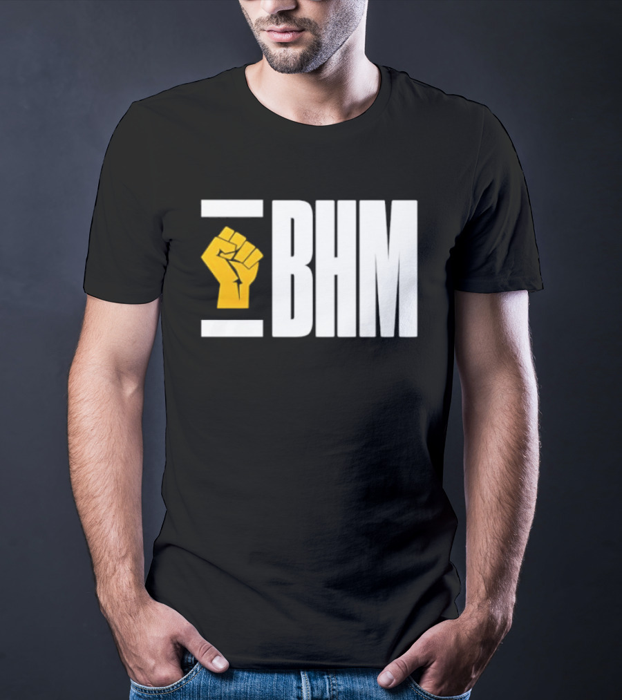 BHM Black History Month Yellow Raised Fist T-Shirt
