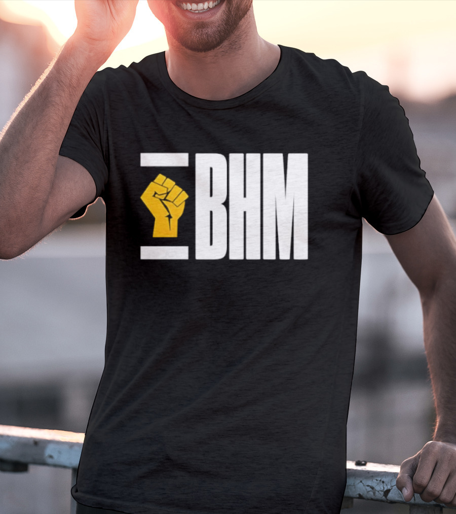BHM Black History Month Yellow Raised Fist T-Shirt