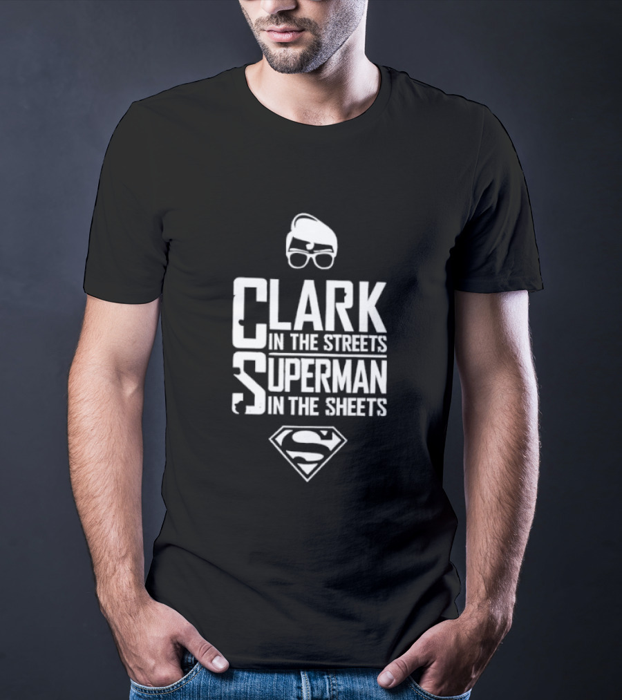 Clark In The Streets Superman In The Sheets S Logo Glasses T-Shirt