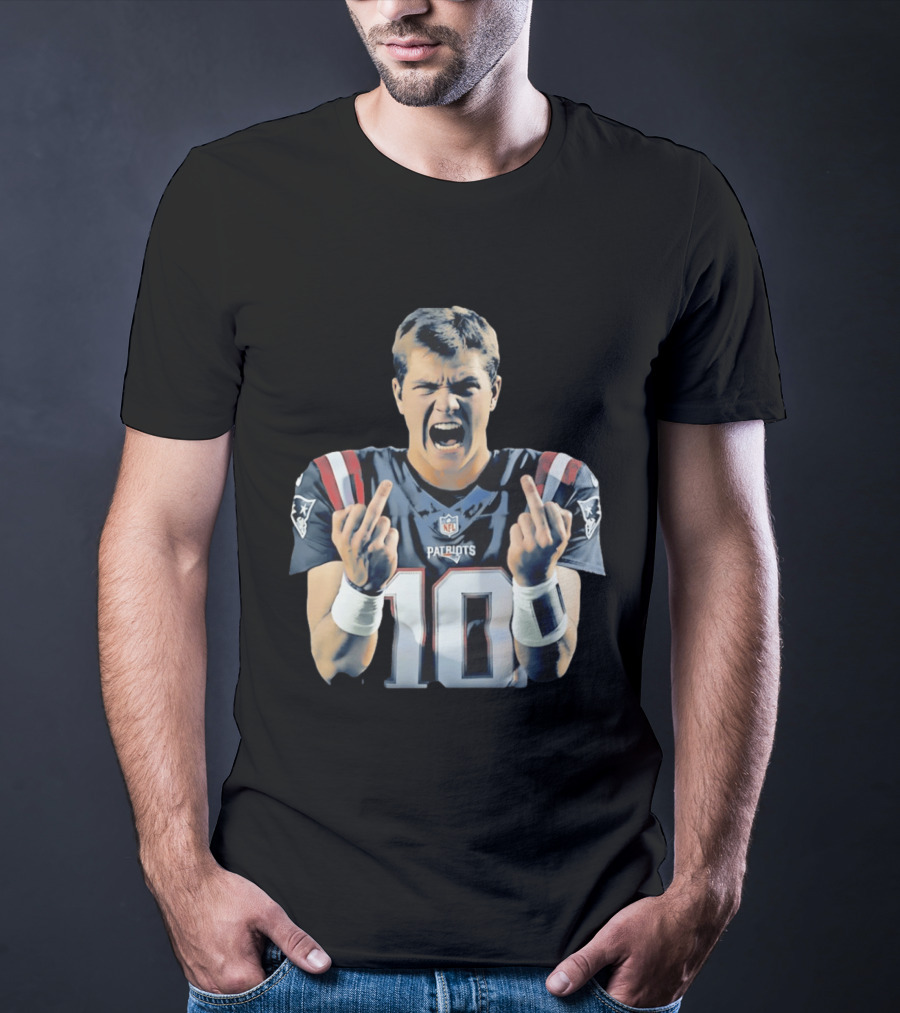 Drake Maye NE Patriots NFL Middle Finger T-Shirt