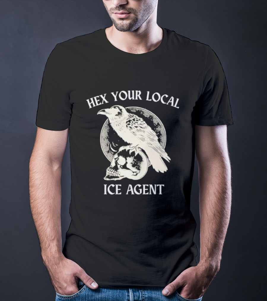 Hex Your Local Ice Agent Raven Skull T-Shirt