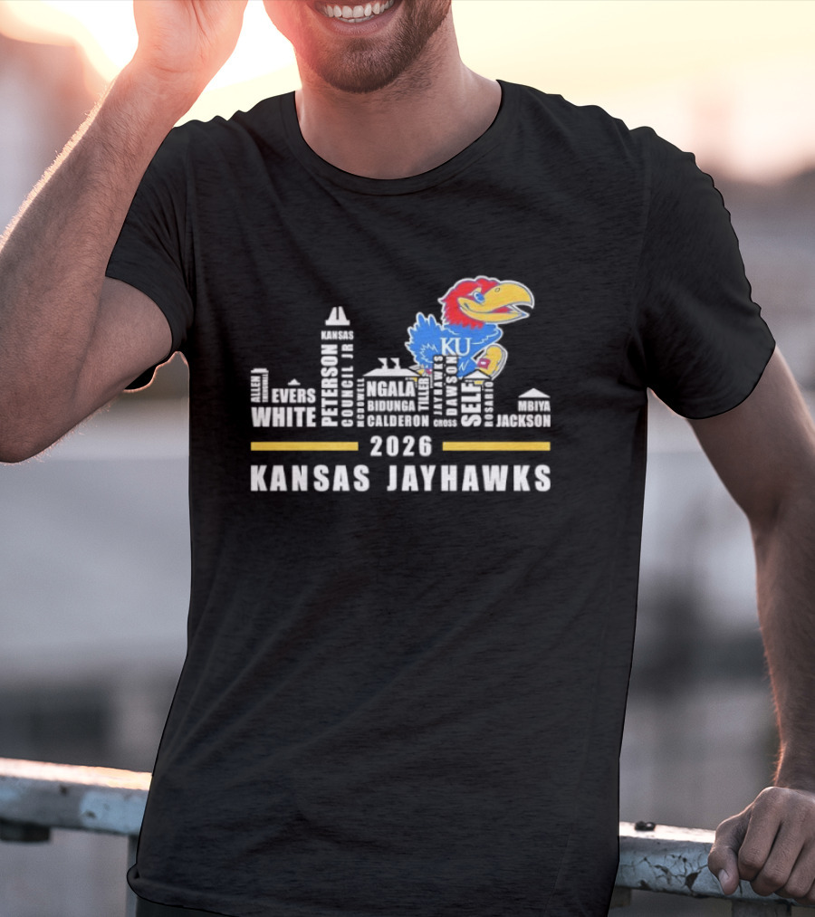 Kansas Jayhawks 2026 Skyline City KU Basketball Team T-Shirt