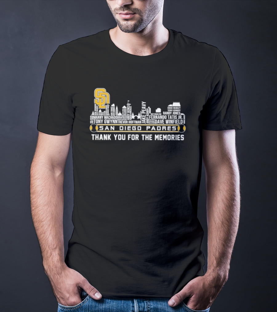 San Diego Padres Skyline Player Names Thank You For The Memories T-Shirt