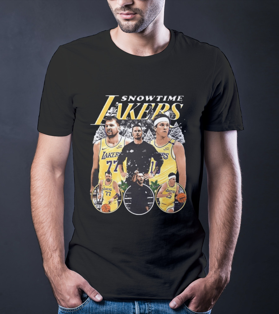 Snowtime Lakers Basketball Champions Iconic Players And Coach T-Shirt