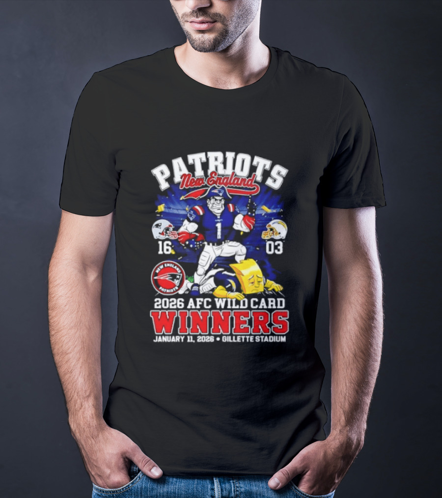 Patriots New England 2026 AFC Wild Card Winners Gillette Stadium January 11th T-Shirt