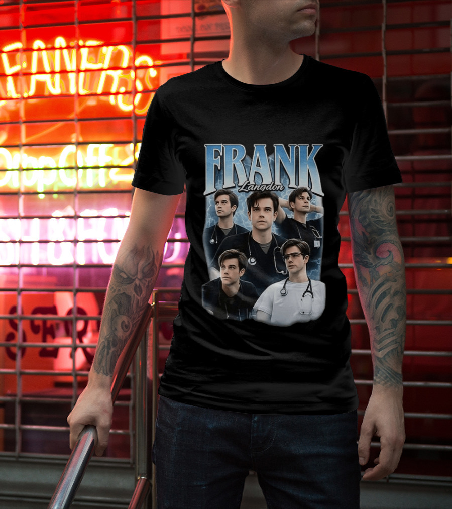 FRANK Langdon Doctor Character Lightning Background Stethoscope T-Shirt