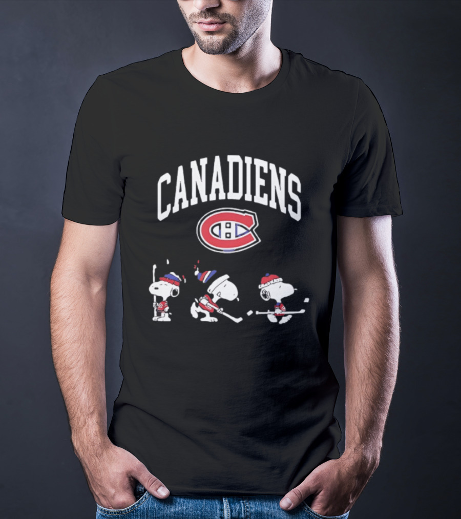 Montreal Canadiens Peanuts Snoopy Hockey Go Habs Go T-Shirt