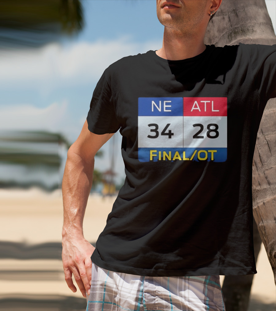 NE 34 ATL 28 Final OT Super Bowl LI Scoreboard T-Shirt