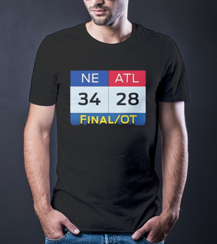 NE 34 ATL 28 Final OT Super Bowl LI Scoreboard T-Shirt