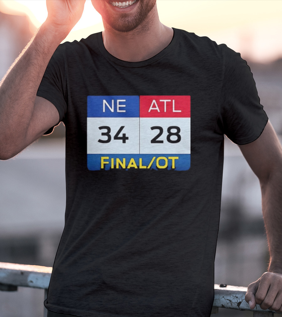 NE 34 ATL 28 Final OT Super Bowl LI Scoreboard T-Shirt