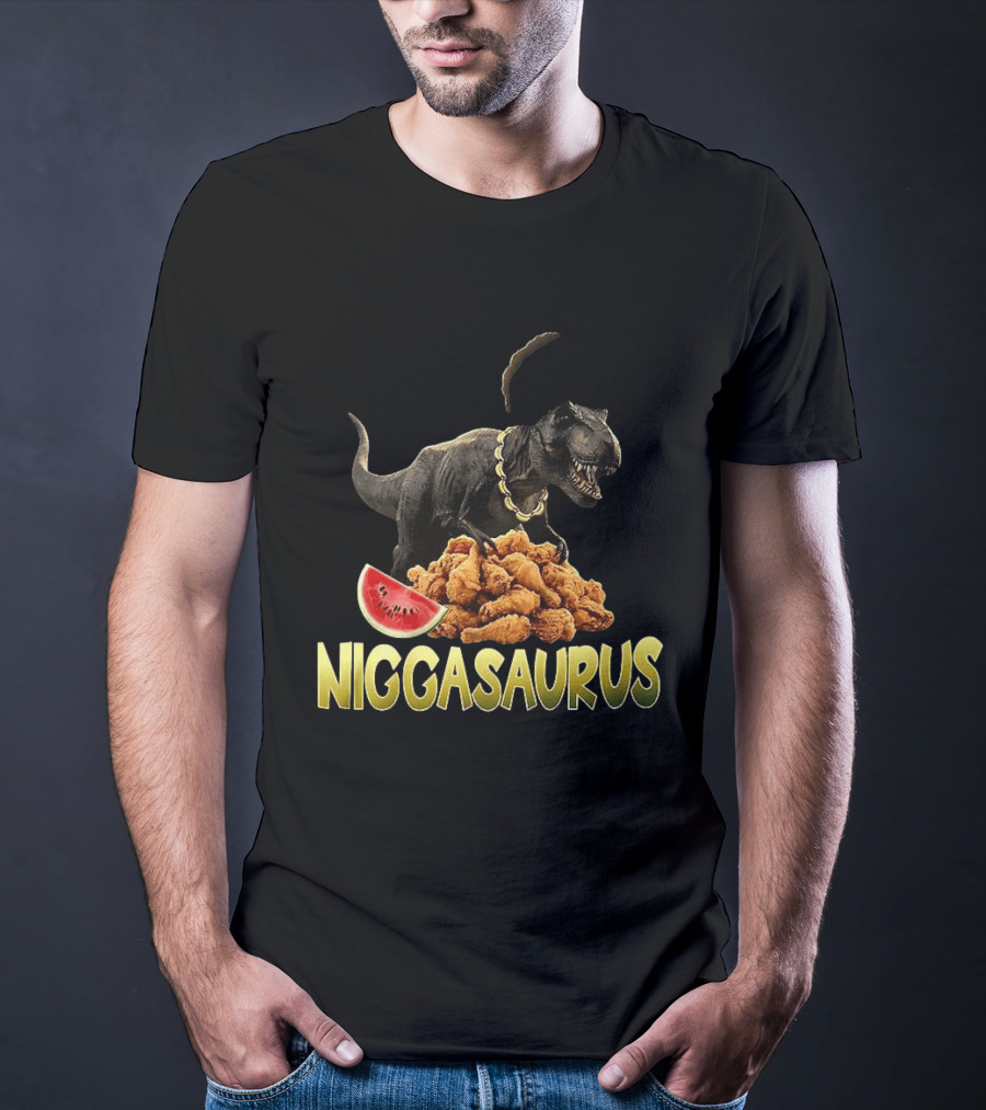 Niggasaurus Fried Chicken And Watermelon Meme T-Shirt