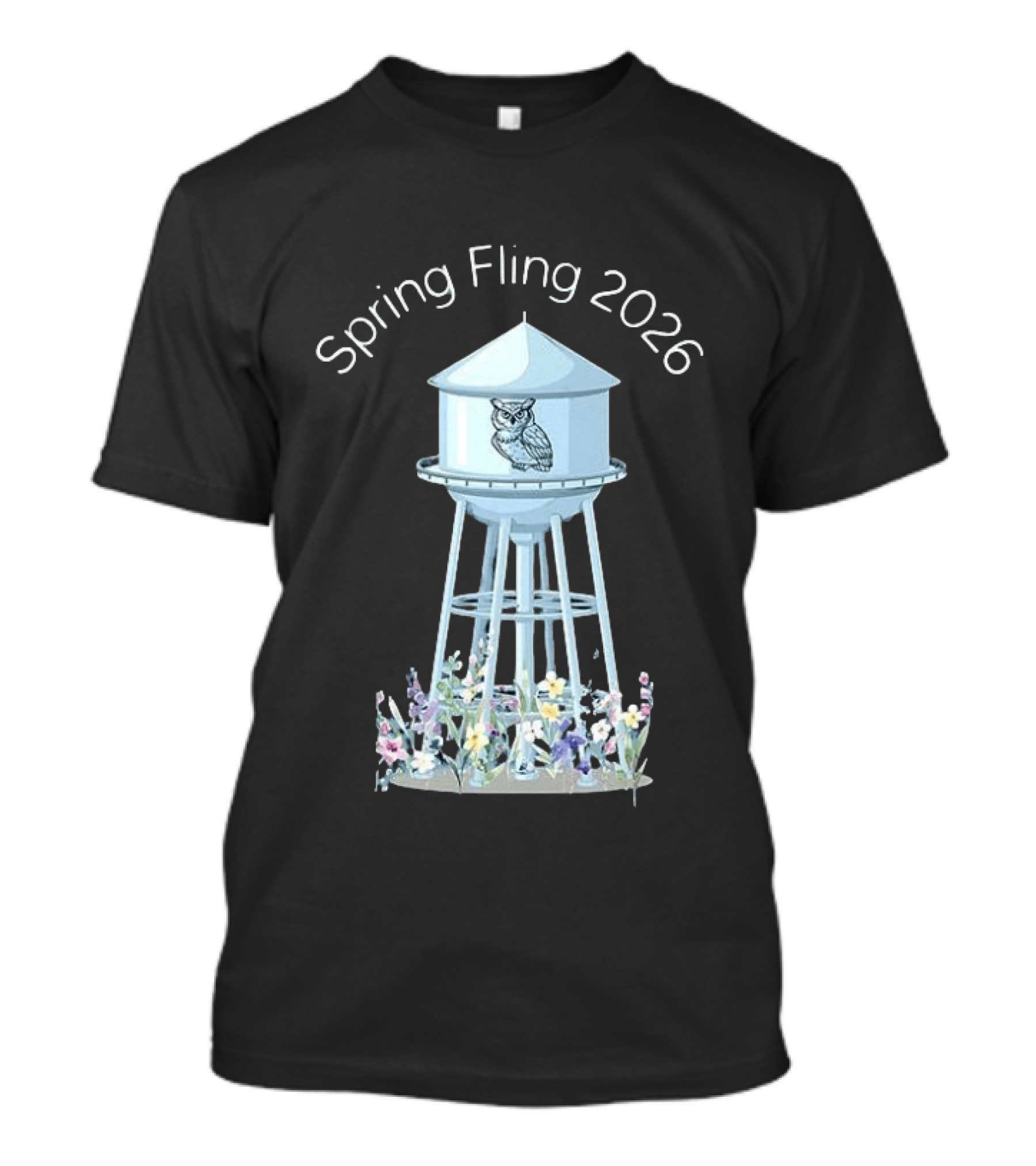 Spring Fling 2026 Owl Water Tower Blossoms T-Shirt