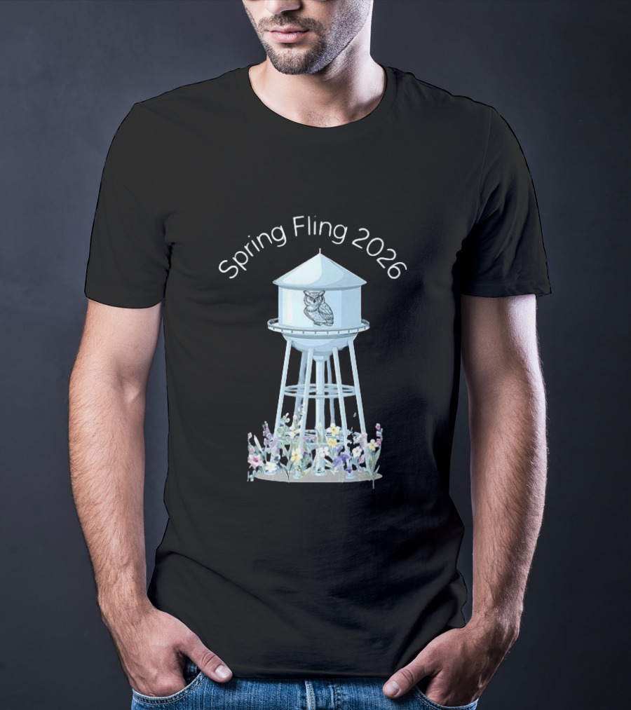 Spring Fling 2026 Owl Water Tower Blossoms T-Shirt