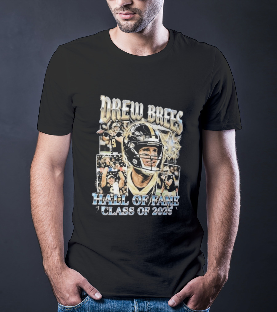 Drew Brees Hall Of Fame Class Of 2026 Quarterback Inductee NFL Football Star T-Shirt
