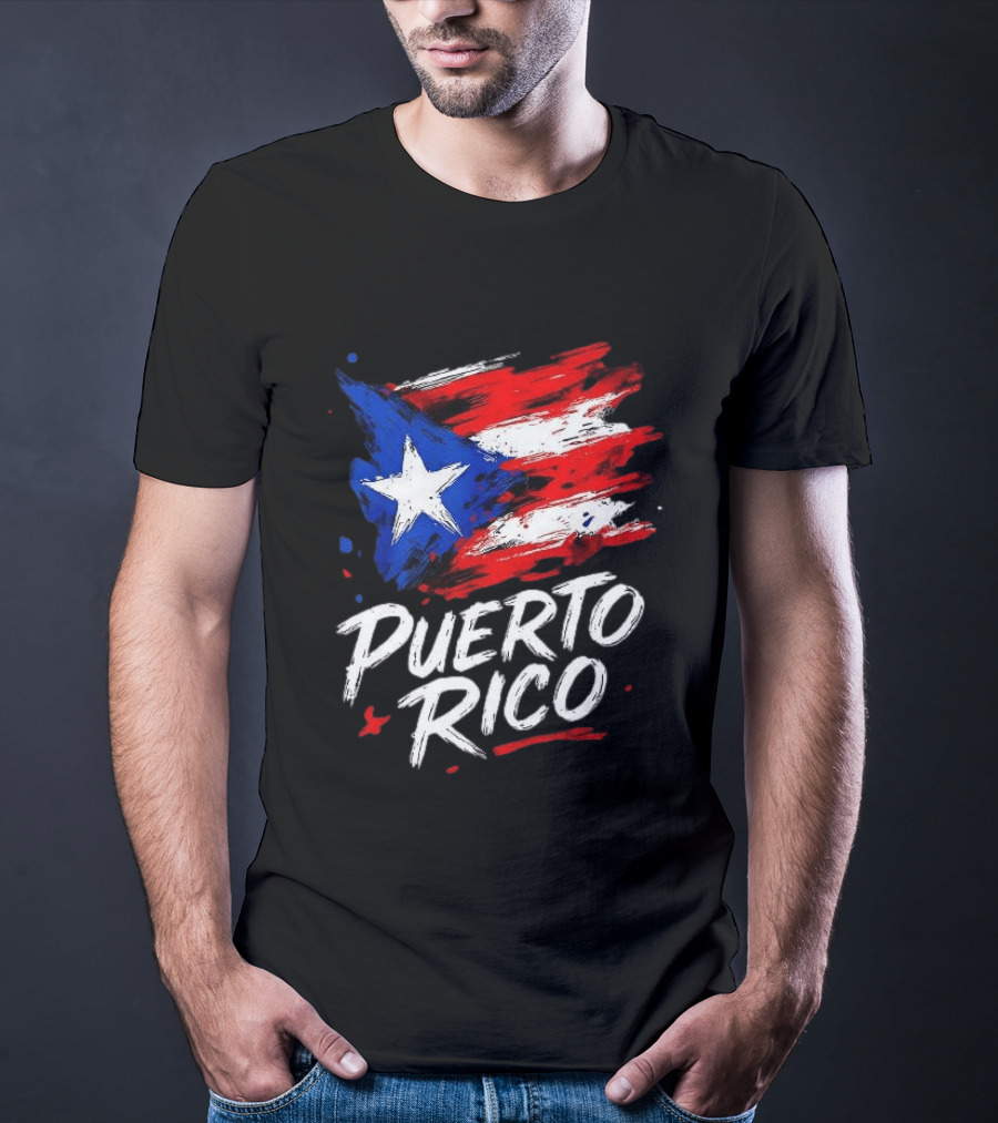 Puerto Rico Flag Brush Stroke Style Classic Representation T-Shirt
