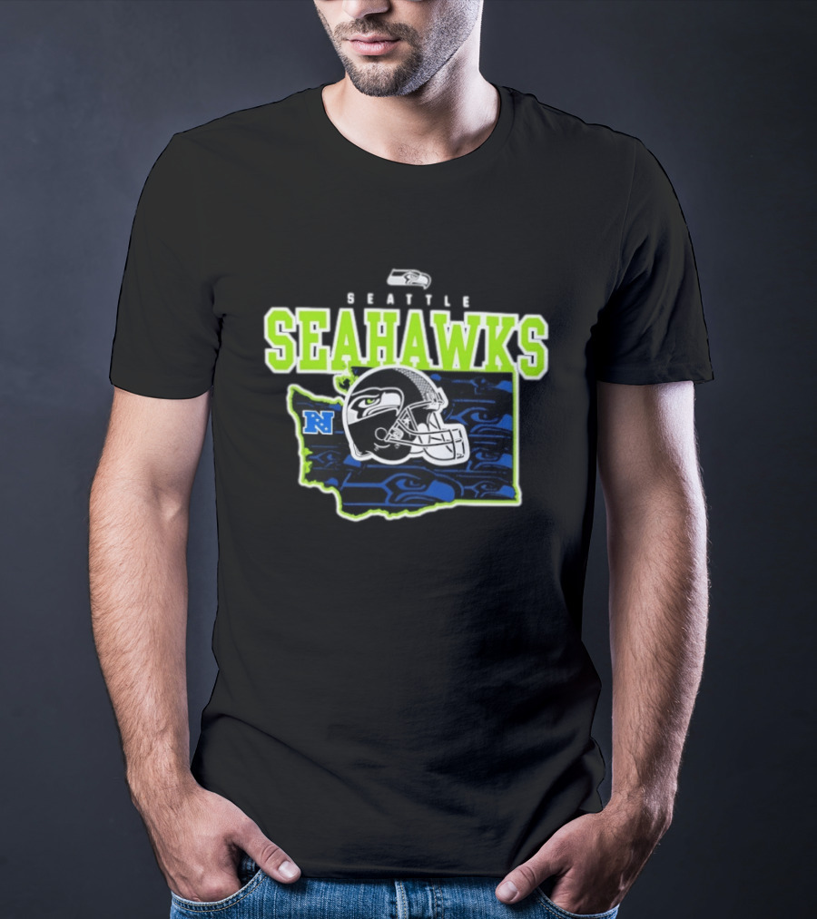 Seattle Seahawks Evergreen State Helmet Map Gameday NFL Team T-Shirt